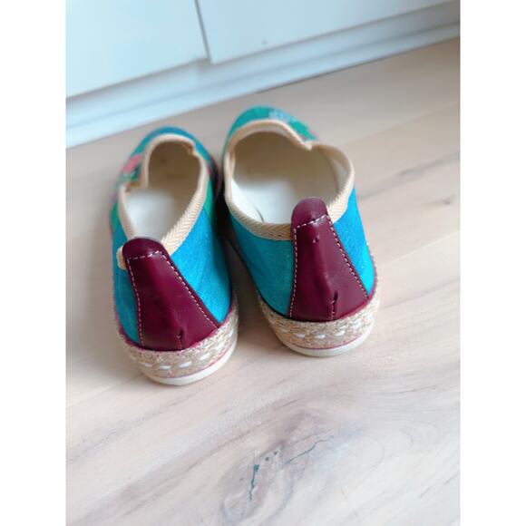 Floral Canvas Espadrilles - Blue and Green - Picture 5 of 8